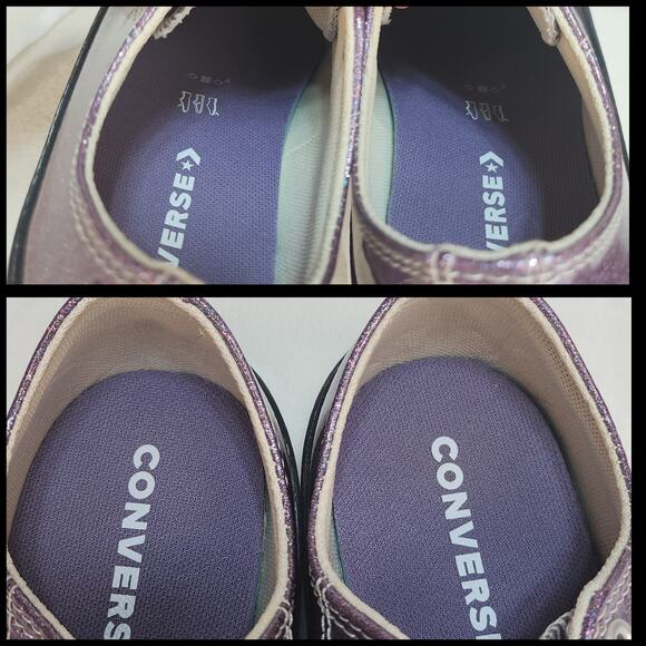 Converse Shoes Juniors 5 Purple Shiny Sparkly Glitter Low Tops Womens 6.5 7 - Picture 13 of 14